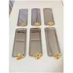 6 Pcs Luxury Baton Stainless Steel Butterfly Silver Serving, Tea, Coffee, Treats And Serving Tray 6 Pcs Luxury Baton Stainless Steel Butterfly Silver Serving, Tea, Coffee, Treats And Serving Tray