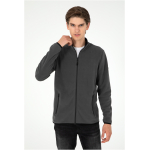 Regular Fit Anthracite Fleece Zipper Basic Cardigan