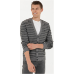 Men's Grey Melange Knitwear Cardigan