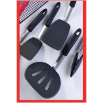 Heat Resistant Fireproof Non-stick Silicone, Stainless Steel Spatula Set 5 Pcs Black - Image 2