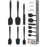 Drongo Heat Resistant Fireproof Non-stick Silicone Spatula Set 6 Pieces Black