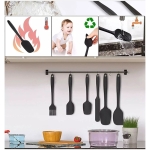 Drongo Heat Resistant Fireproof Non-stick Silicone Spatula Set 6 Pieces Black - Image 3