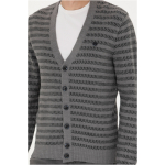 Men's Grey Melange Knitwear Cardigan - Image 3