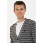 Men's Grey Melange Knitwear Cardigan - Image 7