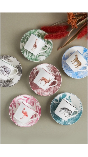 Jungle 6 Person Coffee Cup Set 80 ml